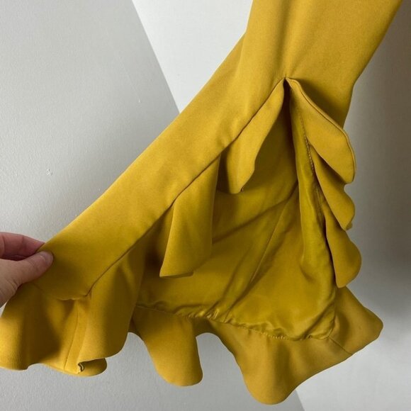 Revolve C/MEO Long Bell Sleeve Mustard Yellow Top Size XS Gossamer Blouse Boho - Picture 5 of 12
